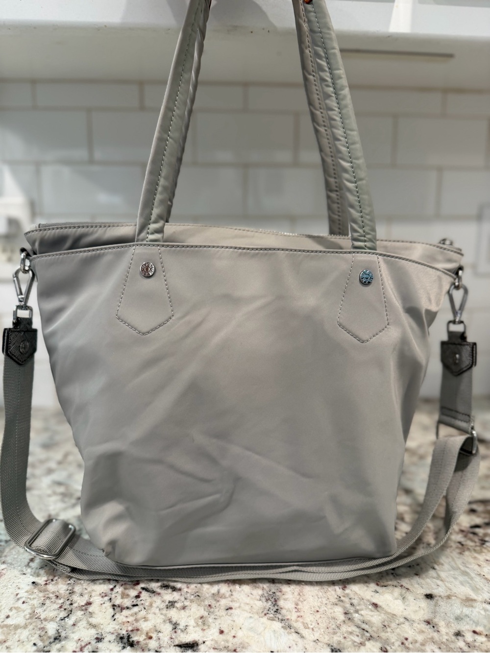 Light Gray Women’s Tote Bag with Convertible Strap - Picture 8 of 16